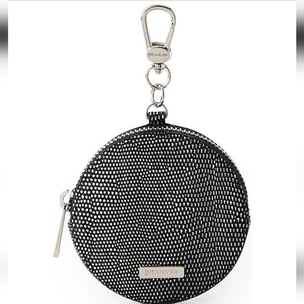 Brahmin Black Circle Coin Purse Fob - Picture 2 of 13